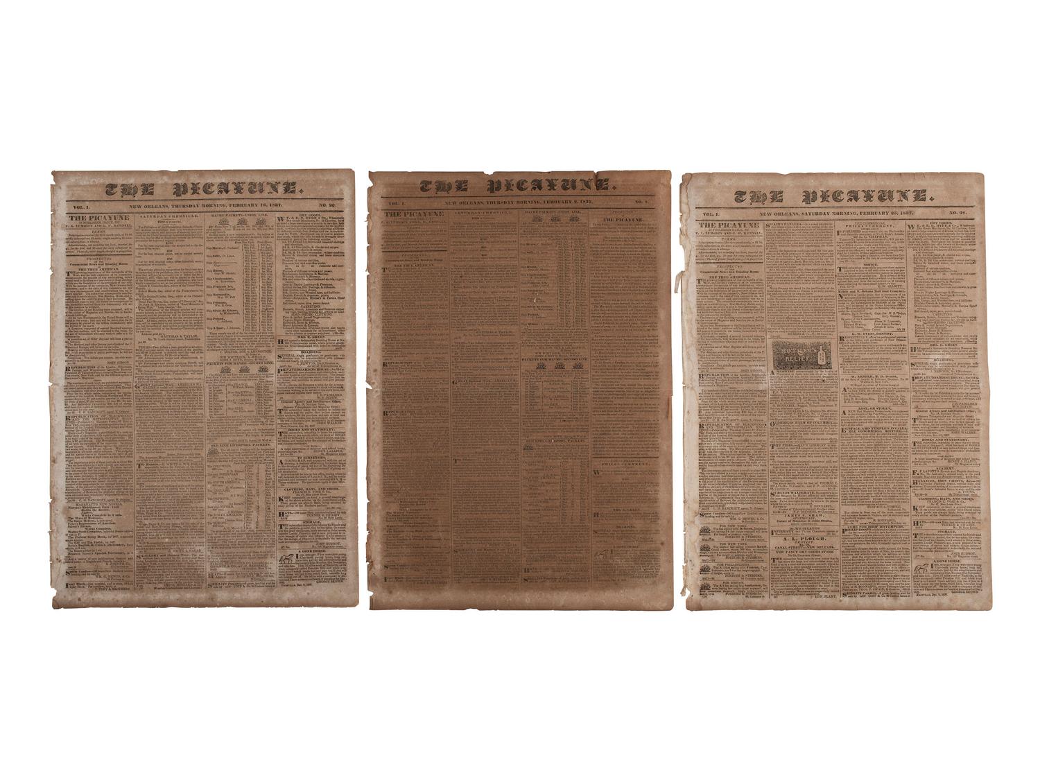 [ENSLAVEMENT & ABOLITION]. Group of newspapers involving enslavement and abolition, plus.
