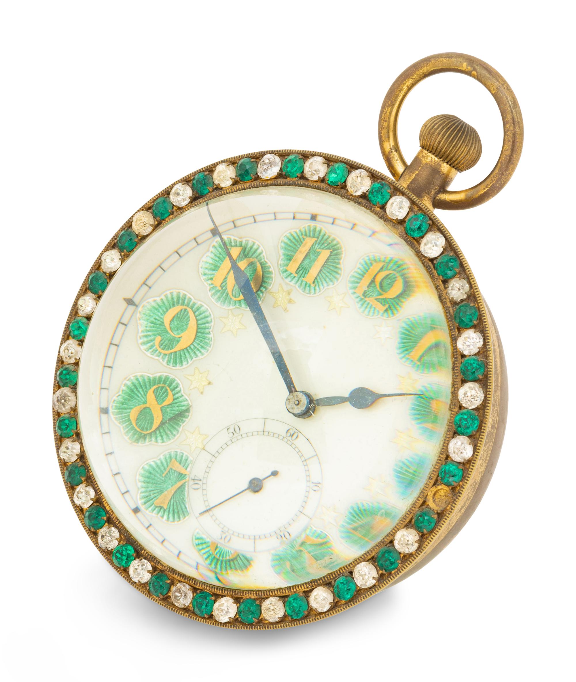 A French Brass and Guilloche Enamel Spherical Table Clock