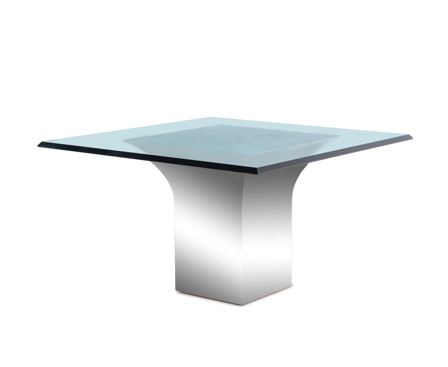 A Custom J. Robert Scott Steel and Beveled Glass Sculpture Dining Table