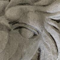 A Pair of American Carved Limestone Lion Heads 20" W x 23" D x 22.5" H — United States, Circa 1900