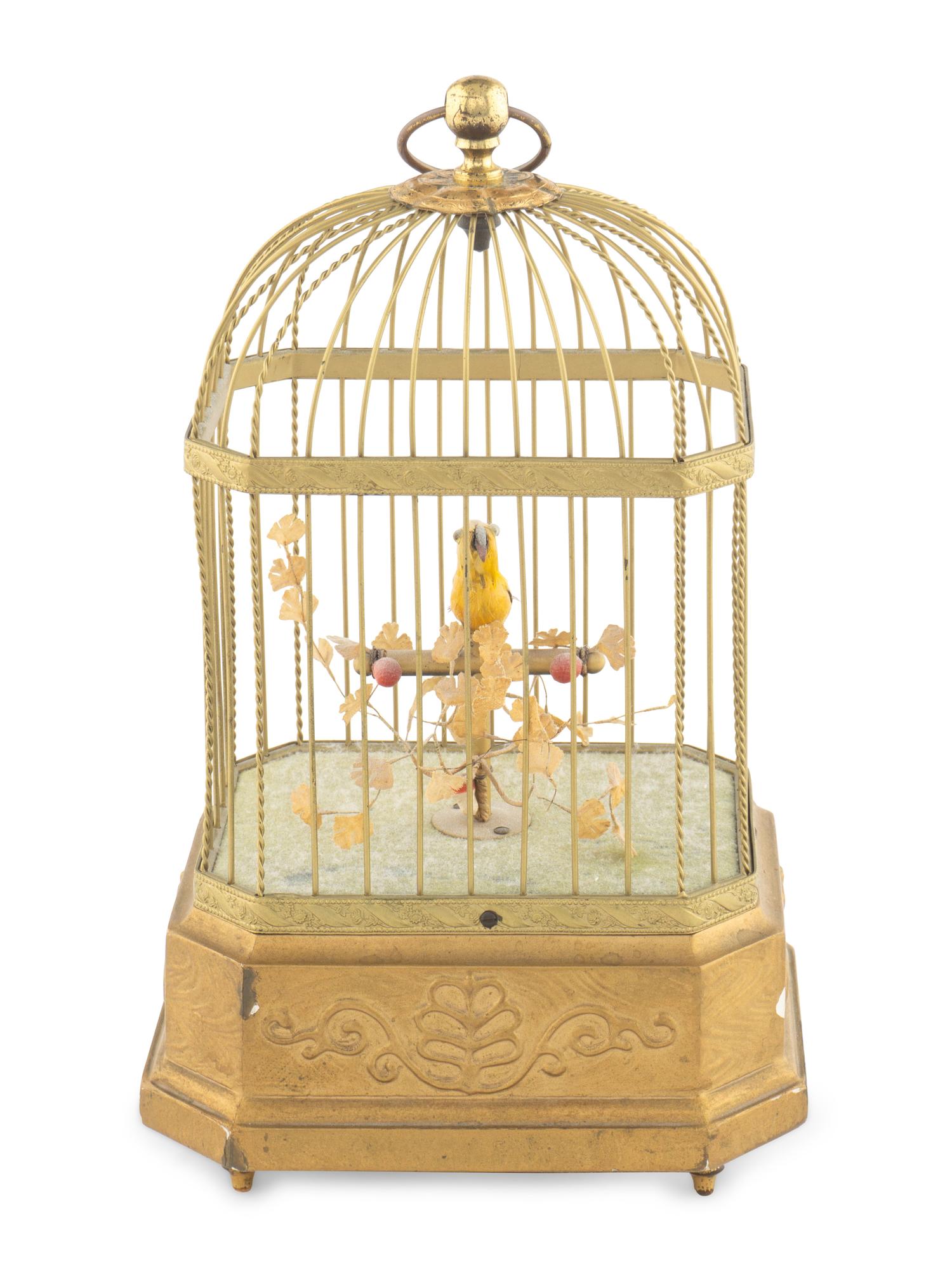 A German Gilt Metal Singing Birdcage Automaton