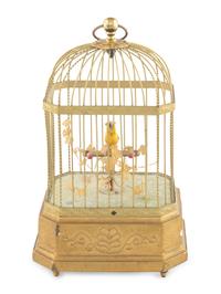 A German Gilt Metal Singing Birdcage Automaton