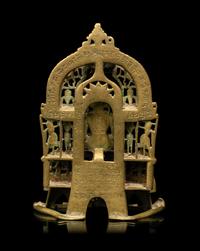 An Indian Silver Inlaid Brass Jain Shrine