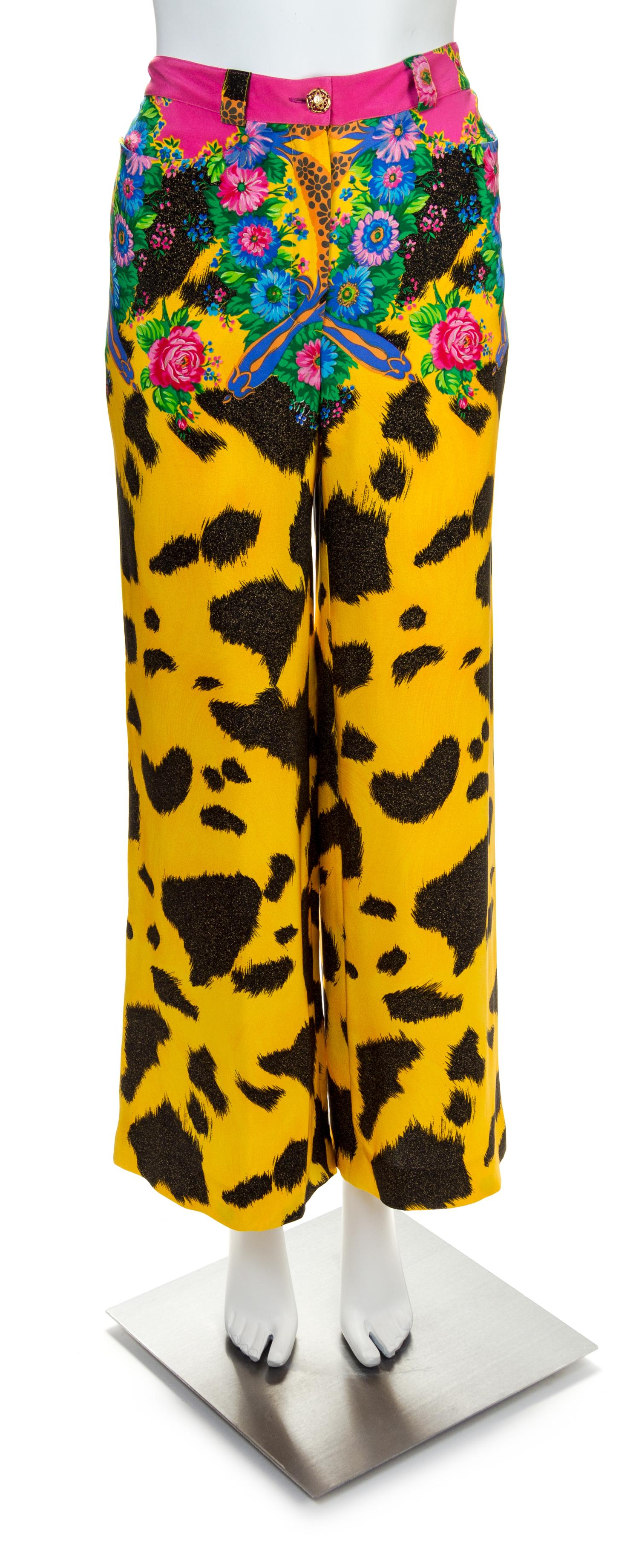 A Gianni Versace Silk Print Pant, Size 42.
