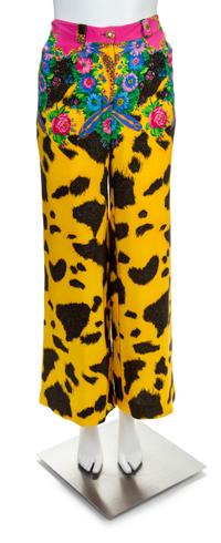 A Gianni Versace Silk Print Pant, Size 42.