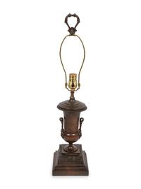 A Neoclassical Cast Bronze Urn-Form Table Lamp