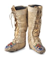 Cree Beaded Hide Boot Moccasins