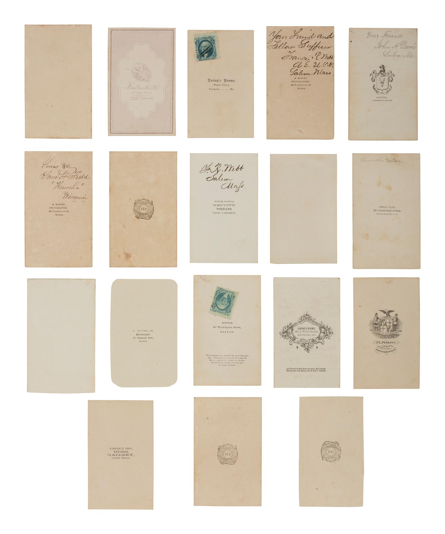[CIVIL WAR]. CDV collection descended directly in the family of Vice President Hannibal Hamlin featuring portraits of family members and numerous military generals and officers.
