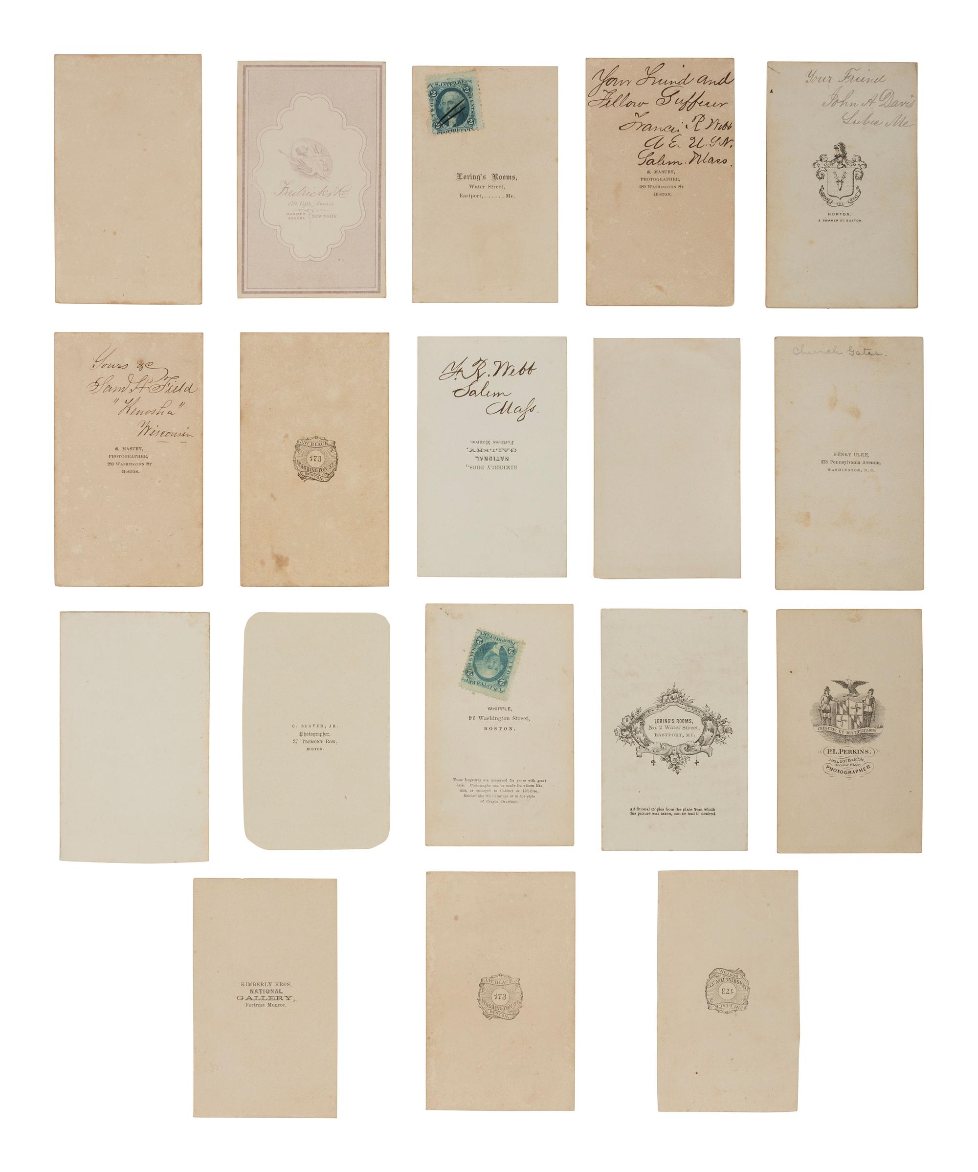 [CIVIL WAR]. CDV collection descended directly in the family of Vice President Hannibal Hamlin featuring portraits of family members and numerous military generals and officers.