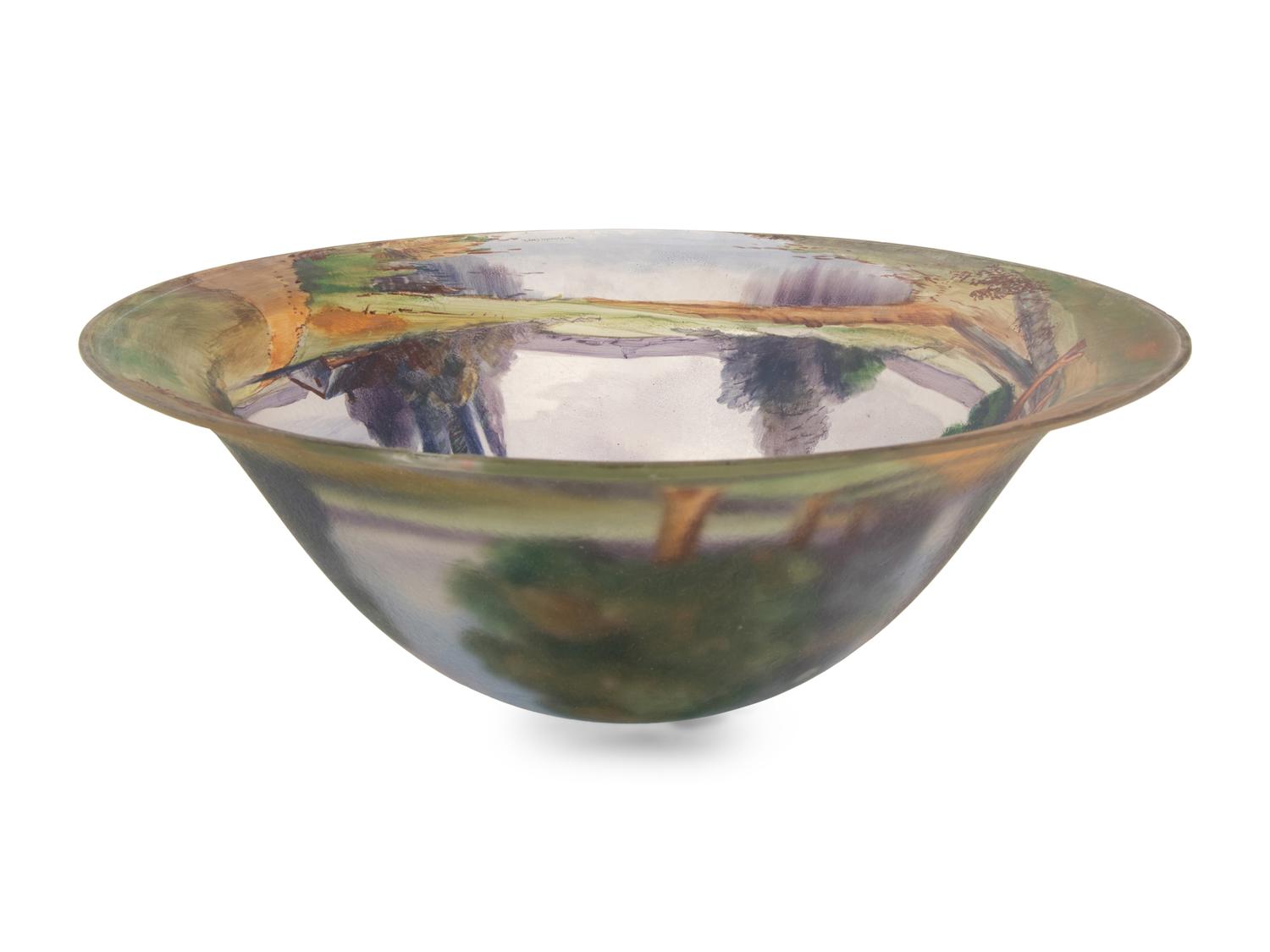 A Pairpoint Glass Reverse Painted Lamp Shade