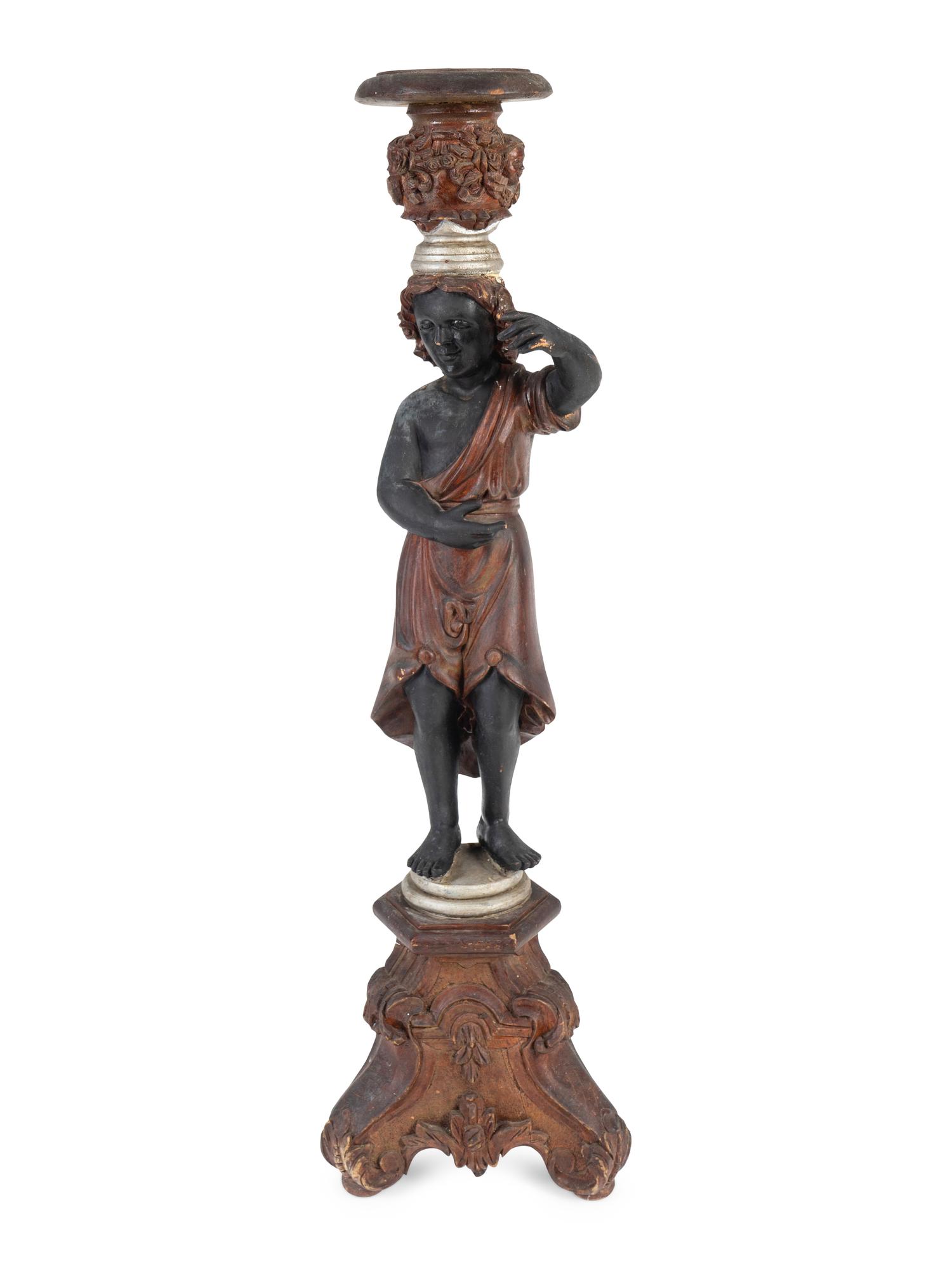 An Italian Walnut Figural Pedestal — 19TH CENTURY