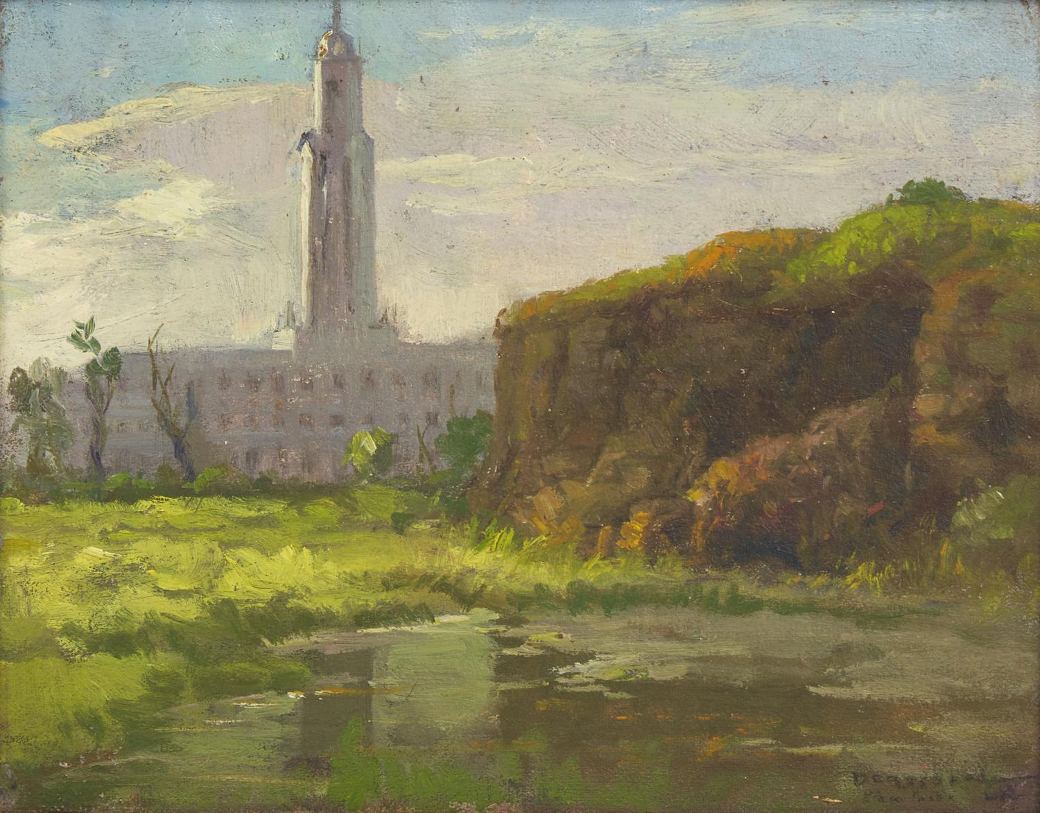 Philippine School, 20th century — Manila City Hall and Seascape (A Pair)