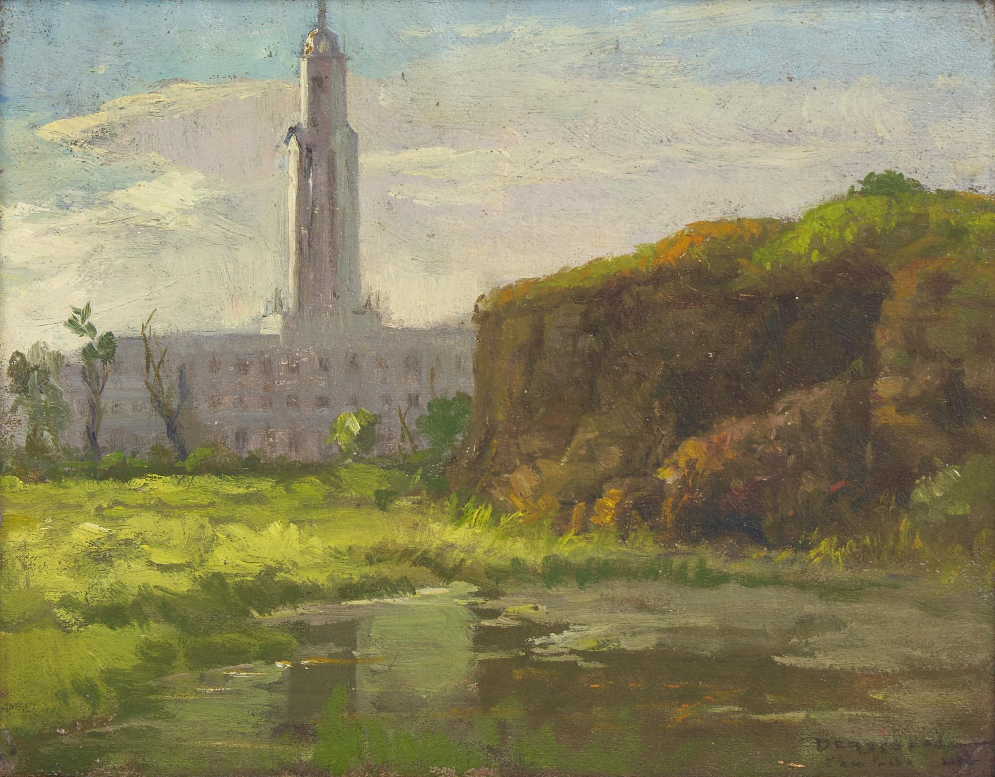 Philippine School, 20th century — Manila City Hall and Seascape (A Pair)