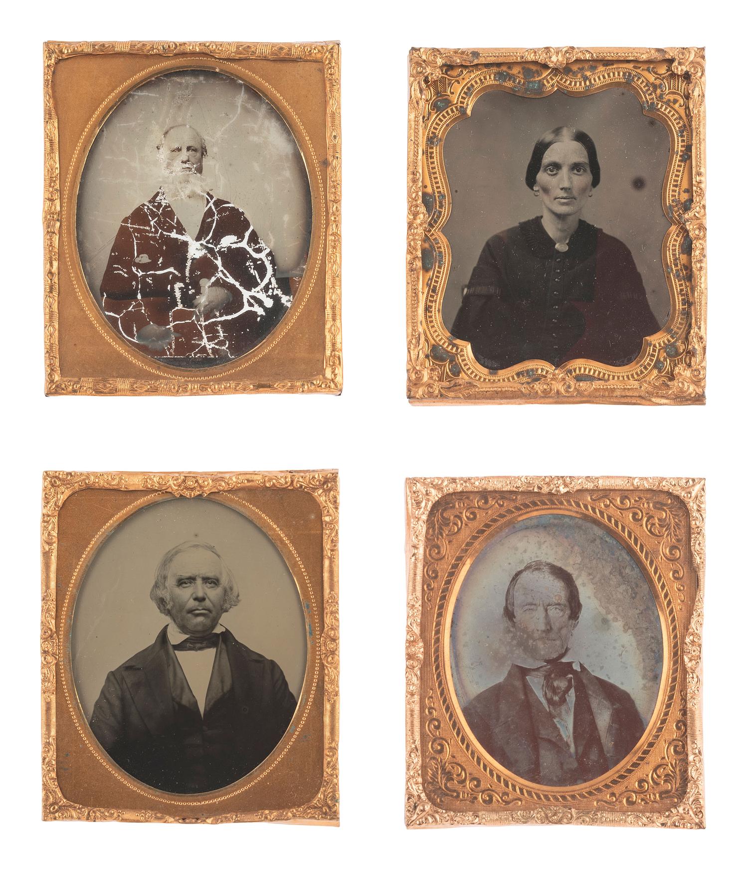 [EARLY PHOTOGRAPHY]. 57 sixth and ninth plate ambrotypes and tintypes of men and women.