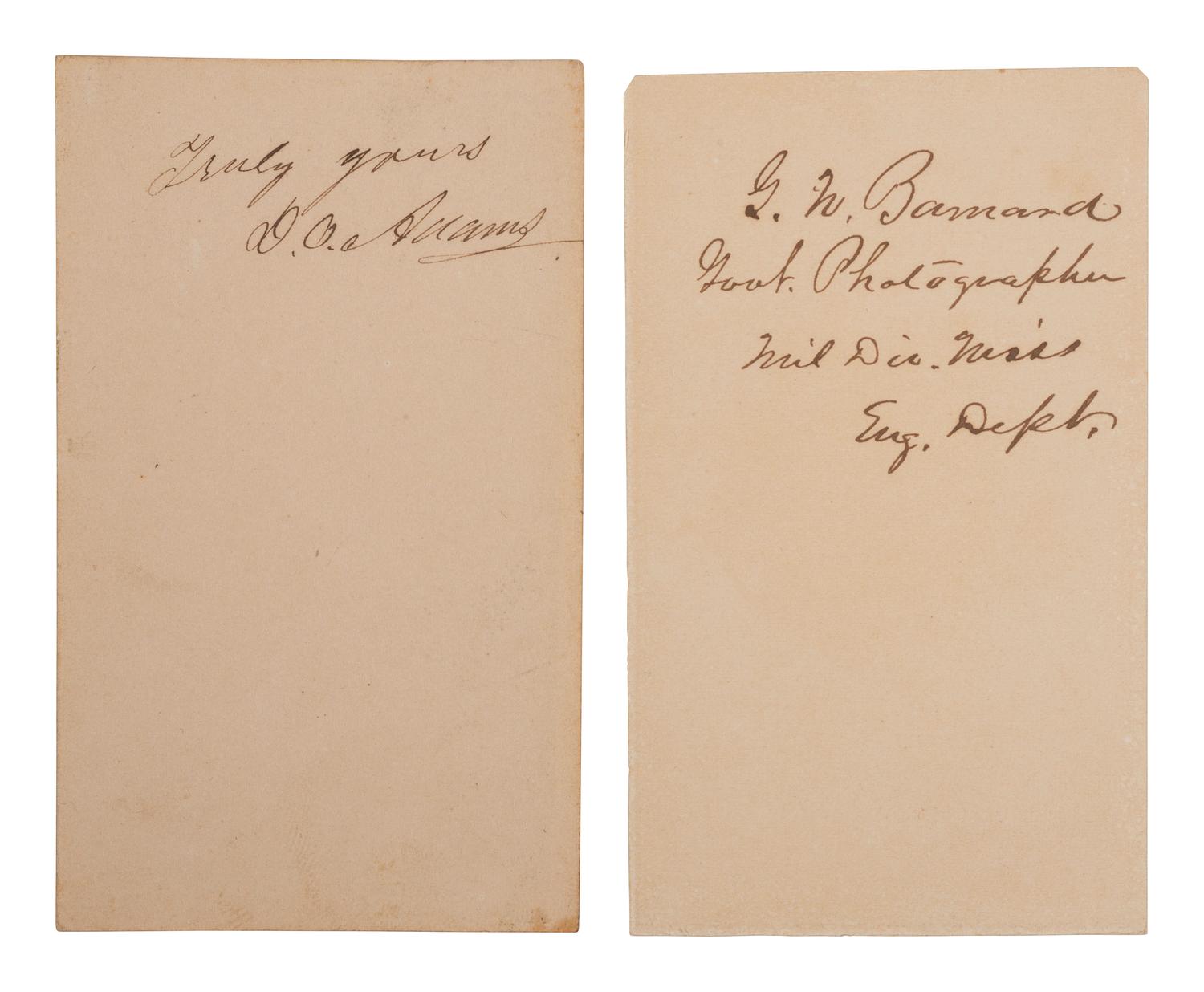 [CIVIL WAR]. CDVs of George Barnard (1819-1902) as US Government Photographer, Military Division of Mississippi, and his assistant, D.O. Adams.