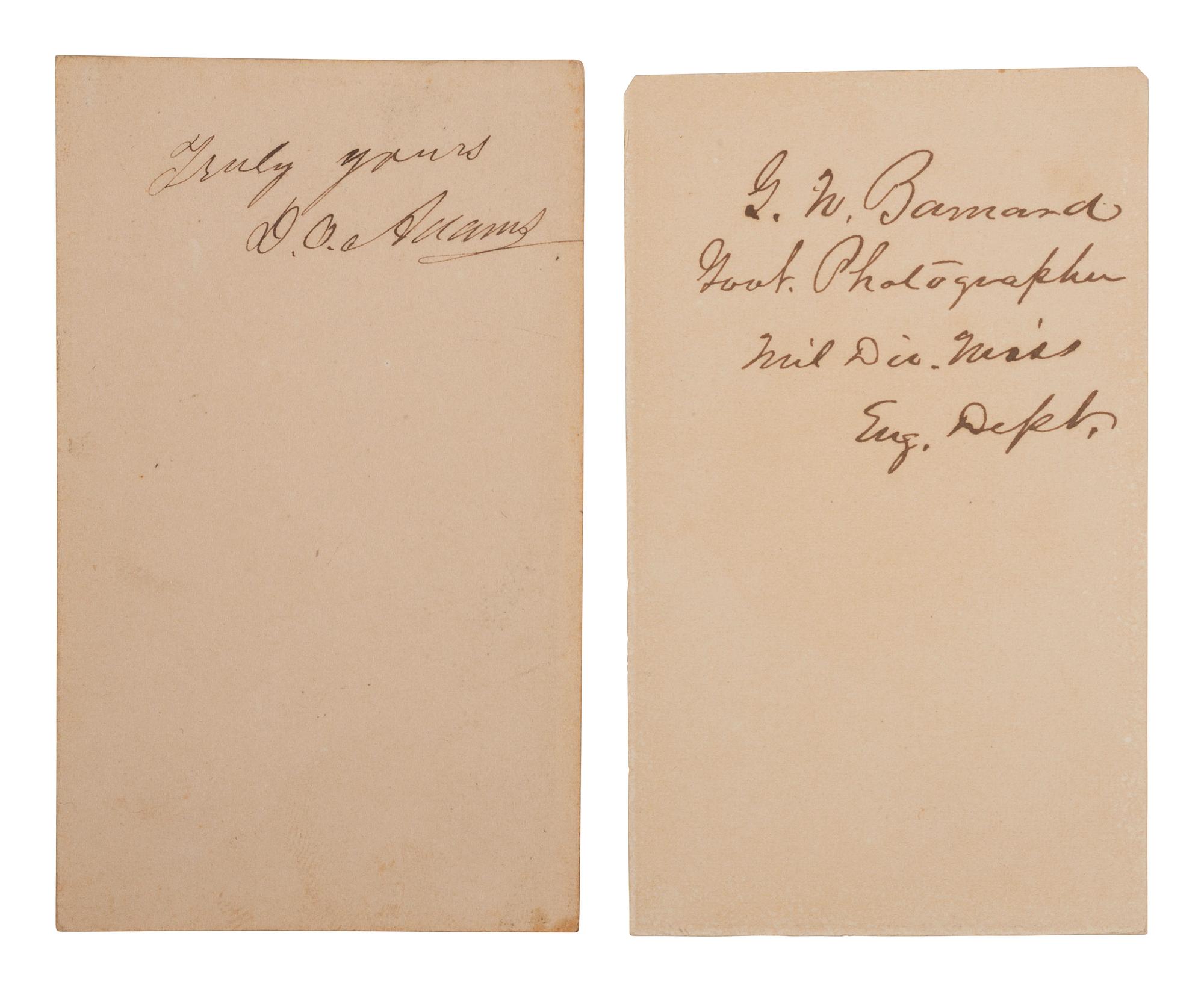 [CIVIL WAR]. CDVs of George Barnard (1819-1902) as US Government Photographer, Military Division of Mississippi, and his assistant, D.O. Adams.