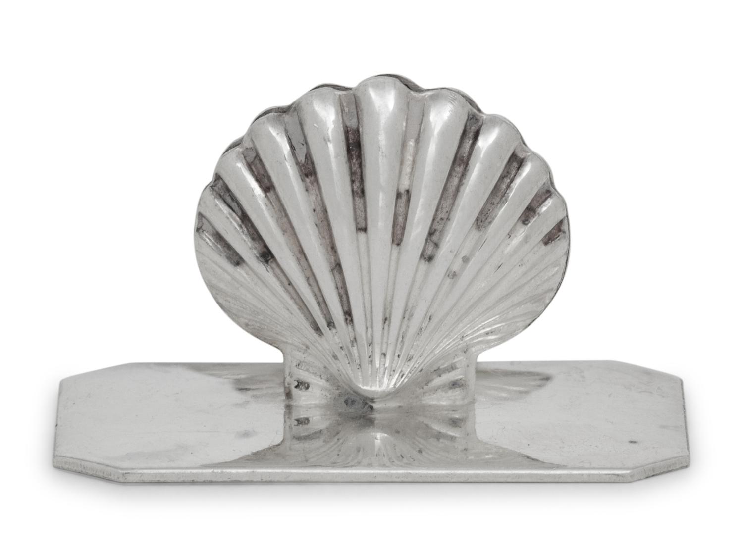 A Set of Twelve Portuguese Silver-Plate Shell-Form Place Card Holders