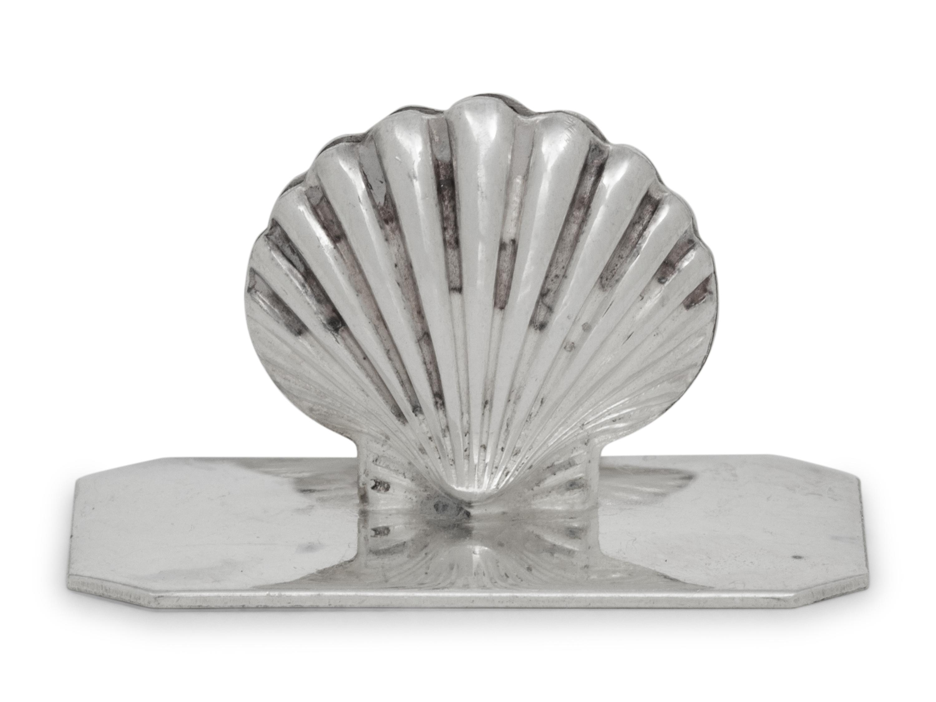 A Set of Twelve Portuguese Silver-Plate Shell-Form Place Card Holders