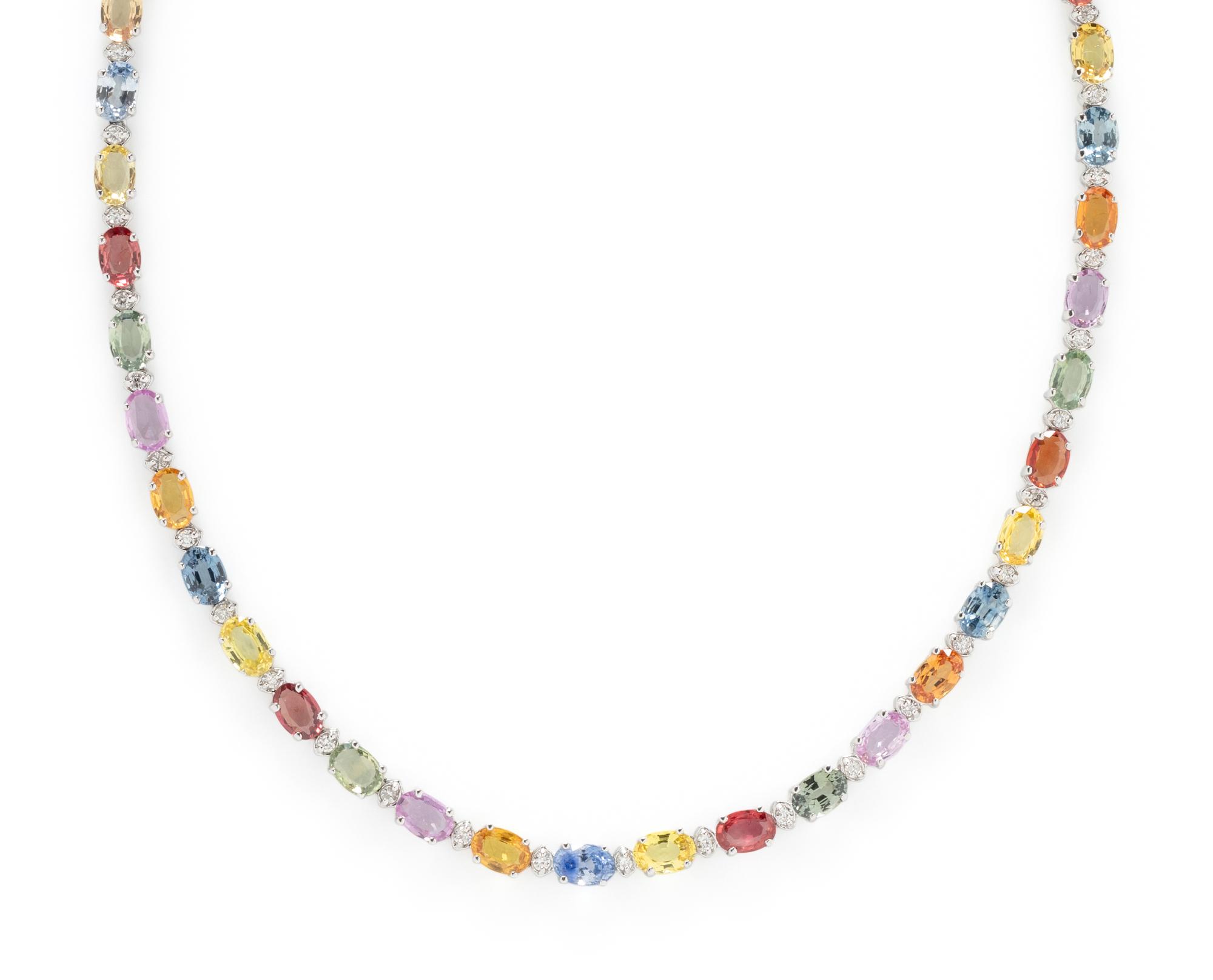 MULTICOLOR SAPPHIRE AND DIAMOND NECKLACE
