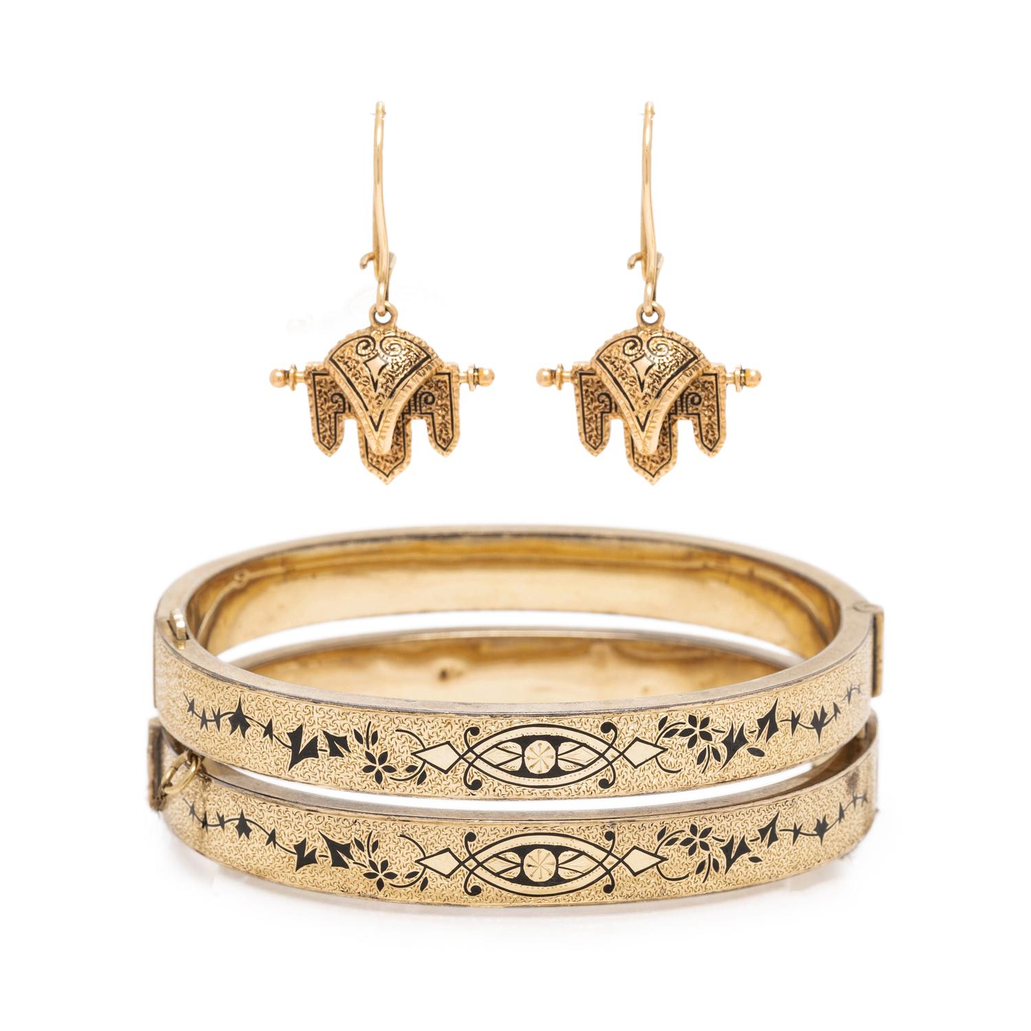 VICTORIAN, TAILLE D'EPARGNE ENAMEL SET