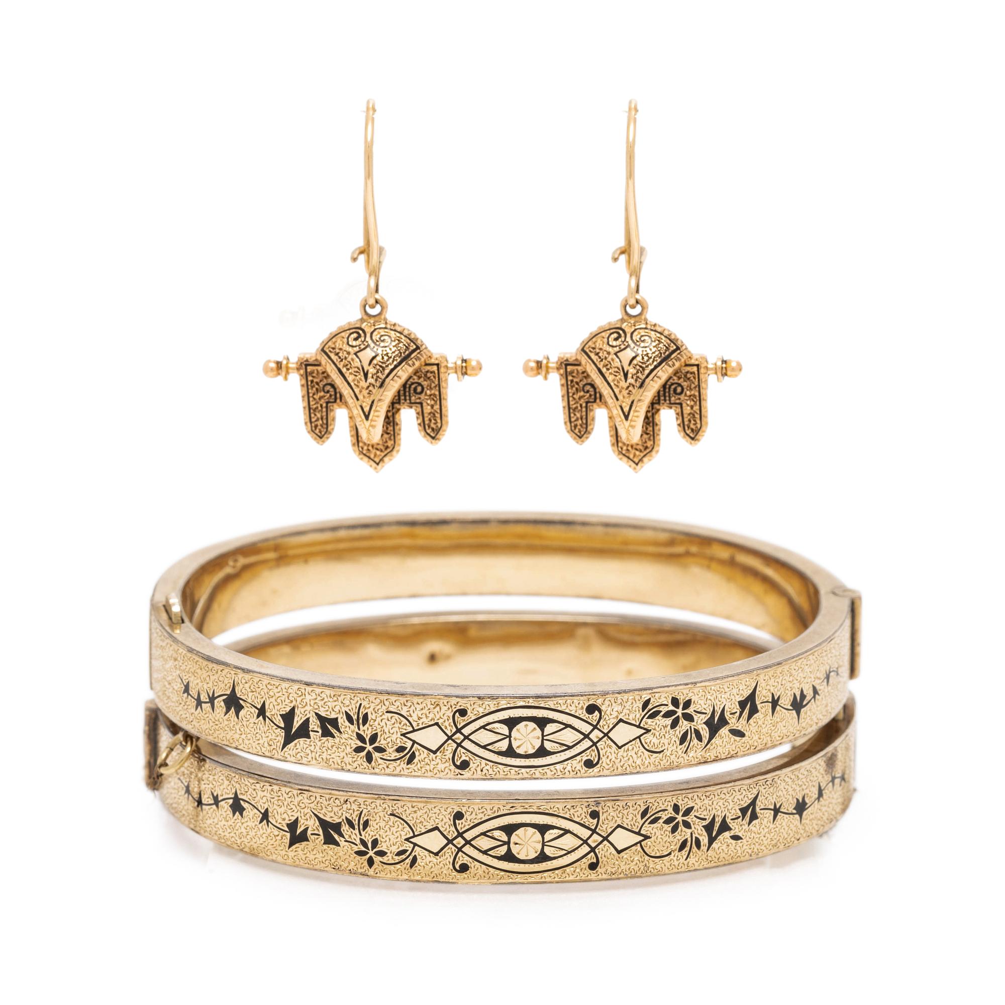 VICTORIAN, TAILLE D'EPARGNE ENAMEL SET