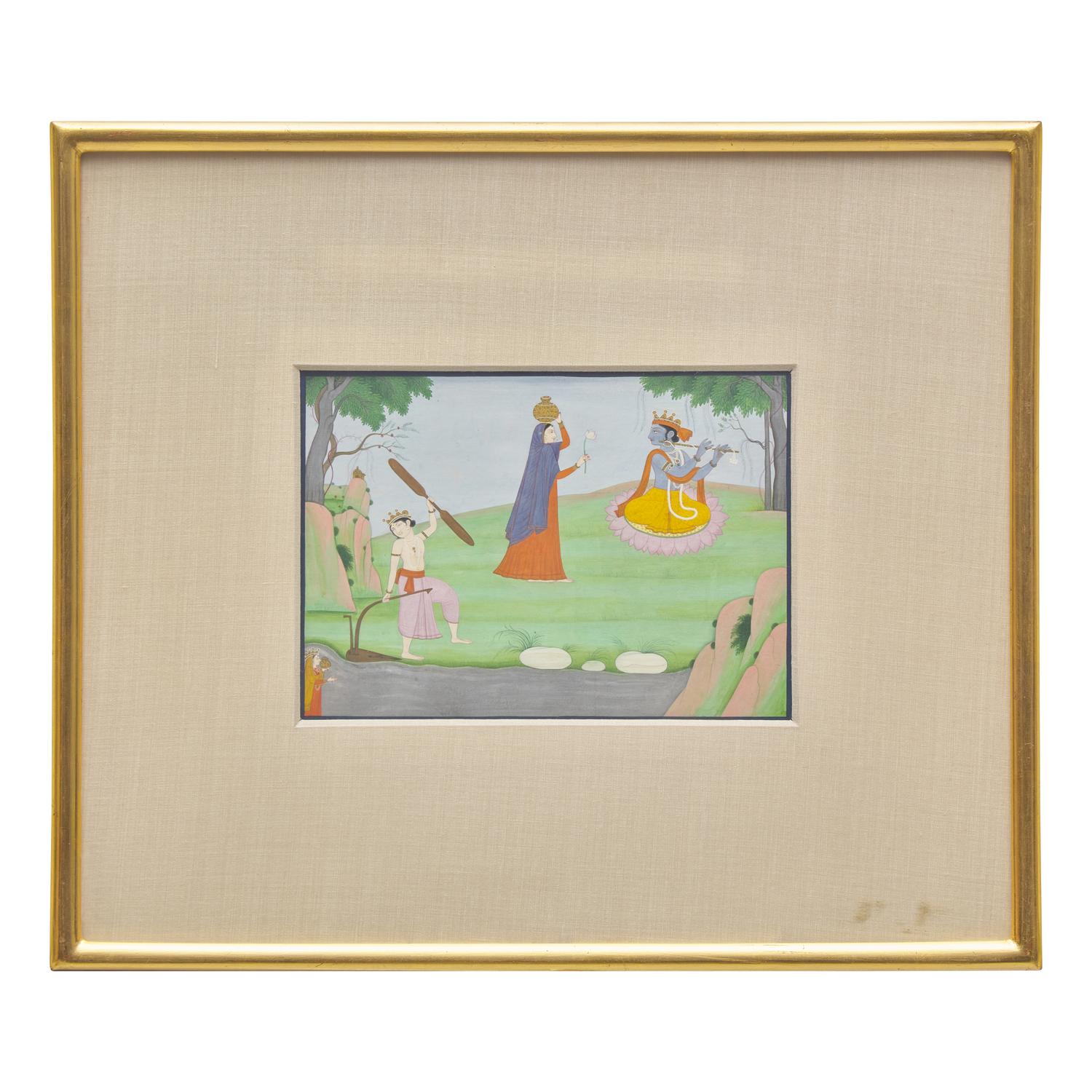 A Scene from the Dasavatara: Balarama Drawing Water for Krishna, India, Pahari Hills Style, Second Half of 19th Century — 十九世紀下半葉 帕哈裡丘陵風格《十化身》圖