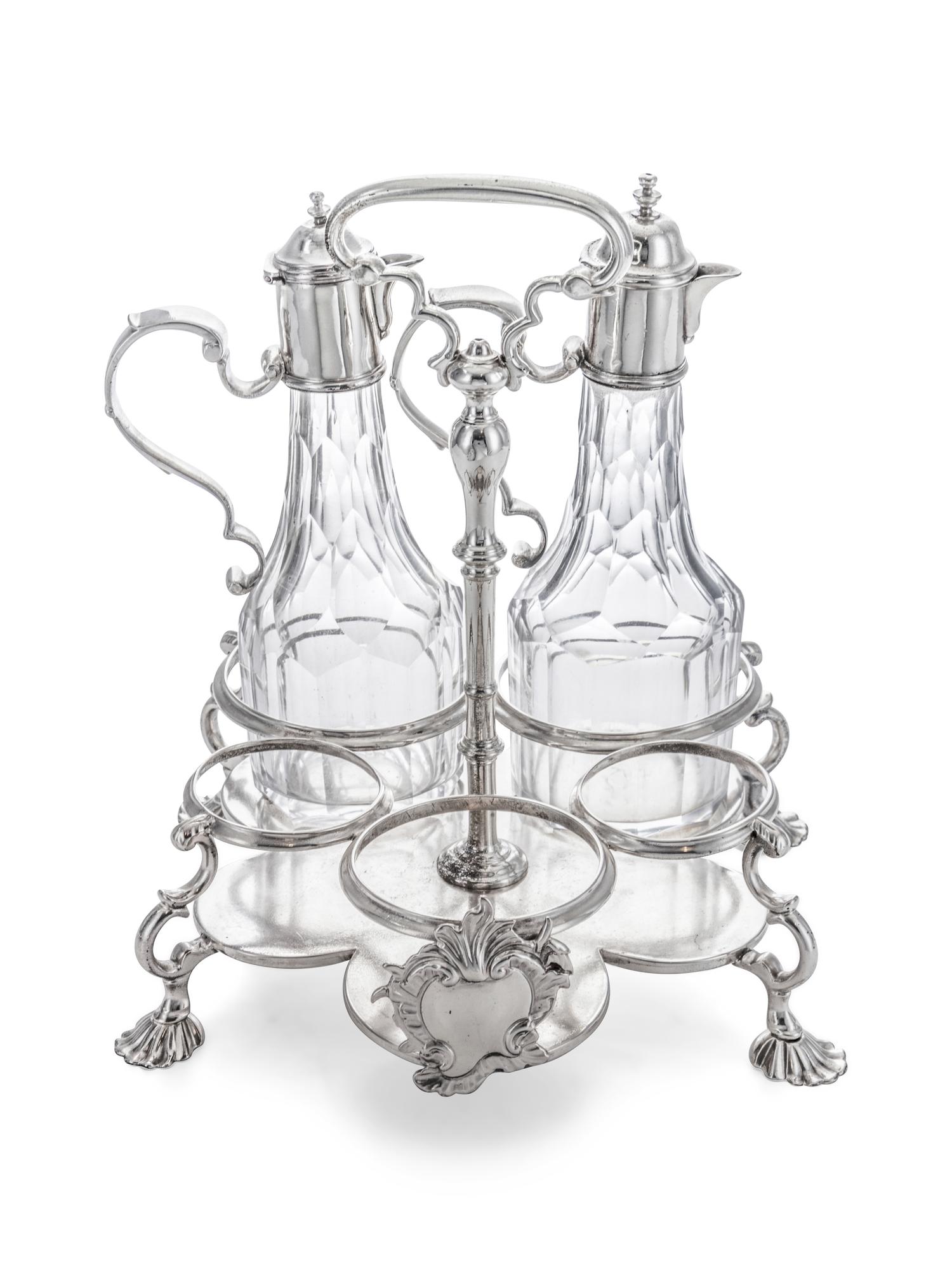 A George II Silver and Cut Glass Cruet Set