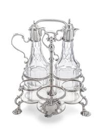 A George II Silver and Cut Glass Cruet Set