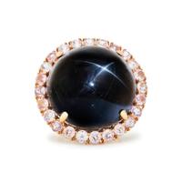 YELLOW GOLD, STAR DIOPSIDE, AND PINK SAPPHIRE RING