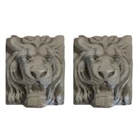 A Pair of American Carved Limestone Lion Heads 20" W x 23" D x 22.5" H — United States, Circa 1900