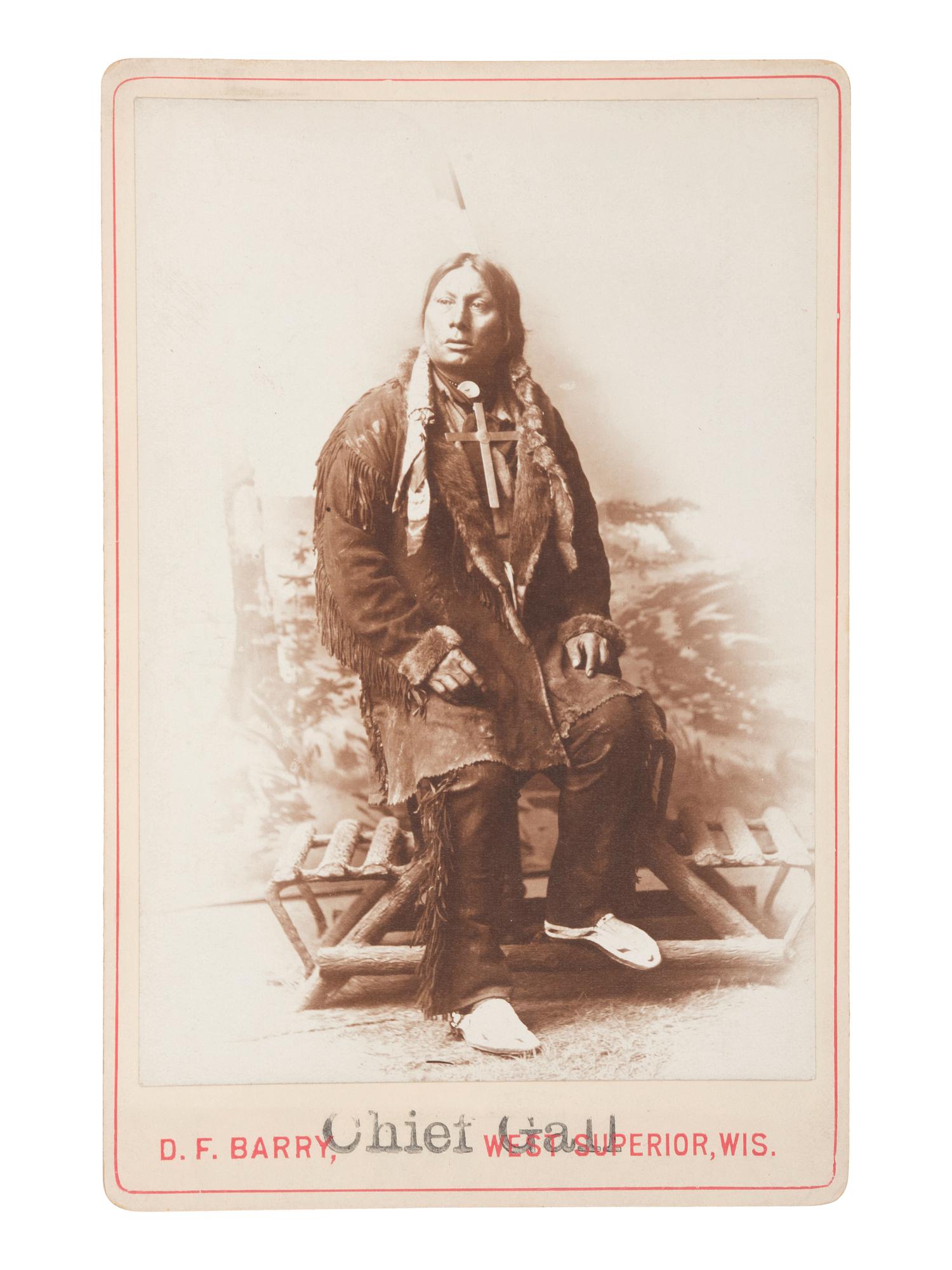 [NATIVE AMERICANS]. BARRY, David F. (1854-1934), photographer. Cabinet card of Chief Gall, Hunkpapa Dakota. West Superior, WI, ca late 19th century.