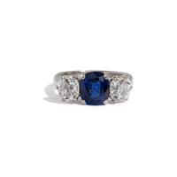 ANTIQUE, BRITISH, SAPPHIRE AND DIAMOND RING