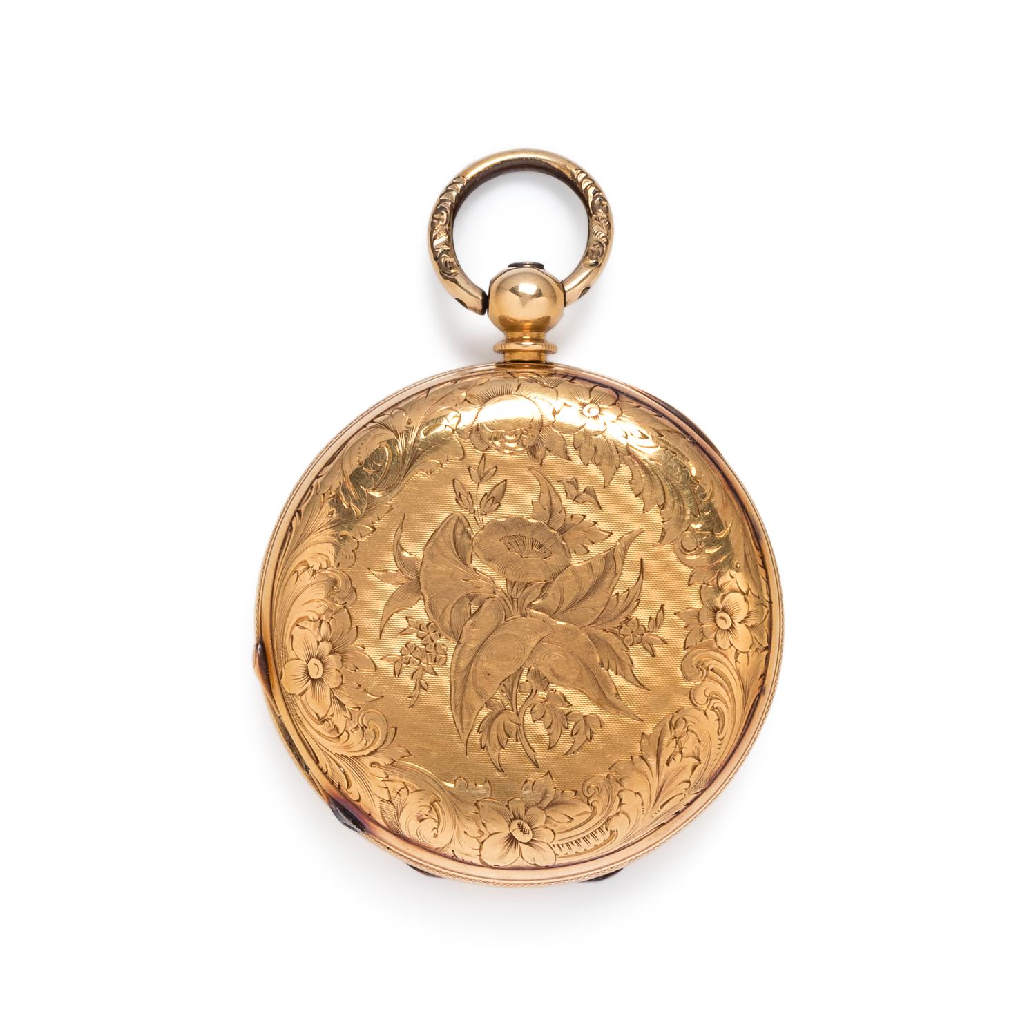 18K YELLOW GOLD HUNTER CASE POCKET WATCH