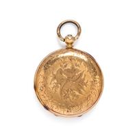 18K YELLOW GOLD HUNTER CASE POCKET WATCH