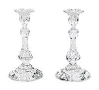 A Pair of Baccarat Leaf Glass Candlesticks