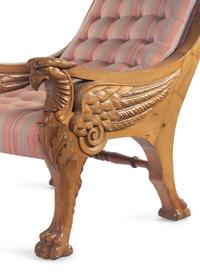 An Empire Style Eagle Carved Walnut Armchair