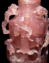 A Chinese Carved Rose Quartz Covered Vase