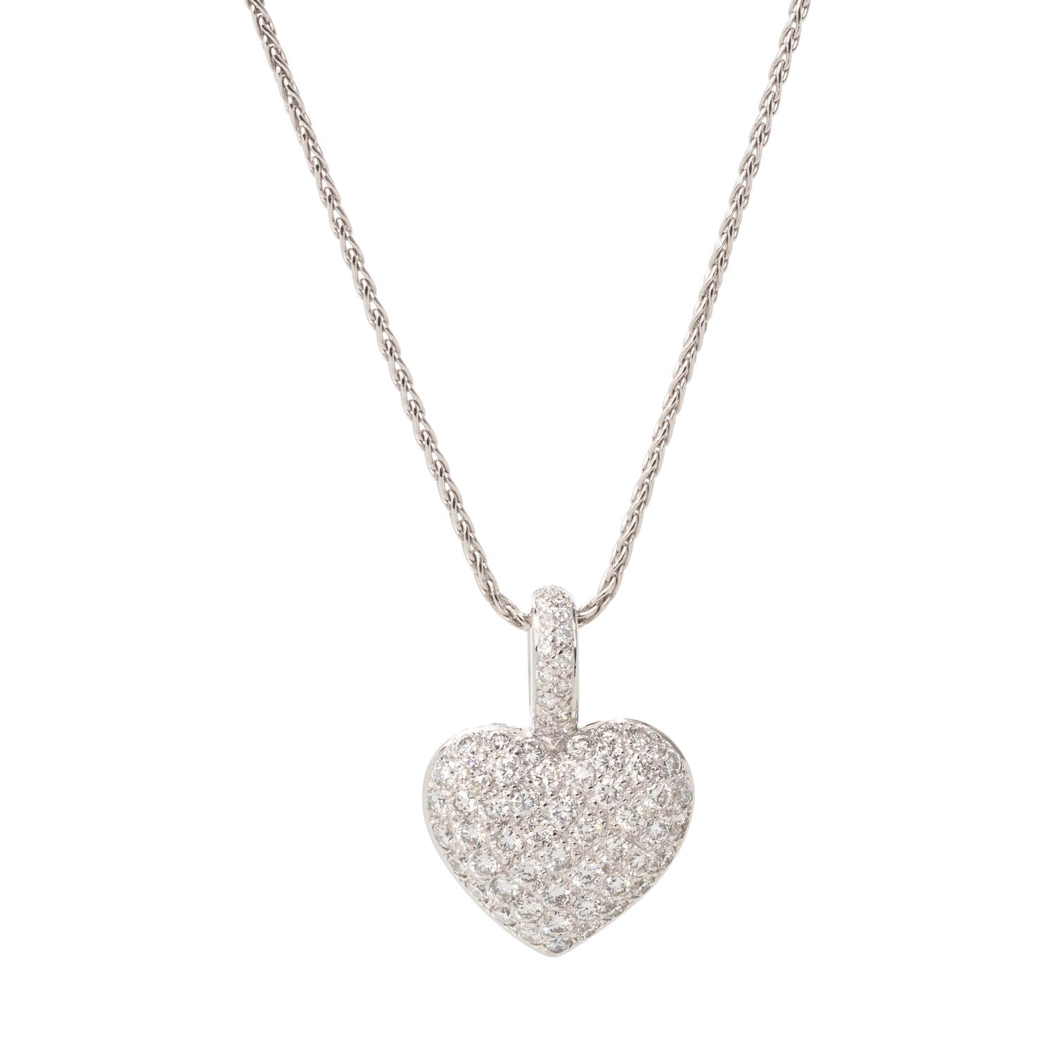 DIAMOND AND SAPPHIRE HEART REVERSIBLE PENDANT/NECKLACE