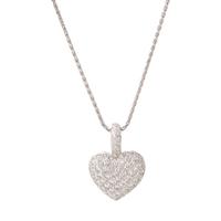 DIAMOND AND SAPPHIRE HEART REVERSIBLE PENDANT/NECKLACE