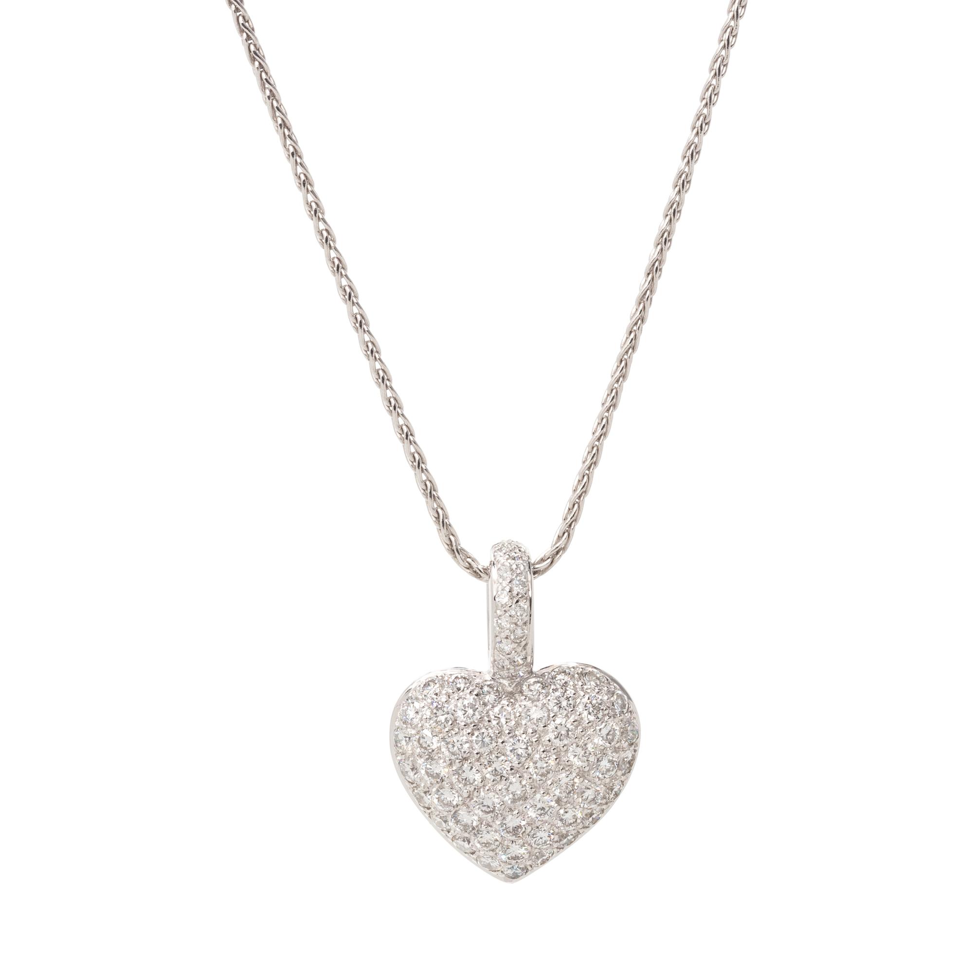 DIAMOND AND SAPPHIRE HEART REVERSIBLE PENDANT/NECKLACE