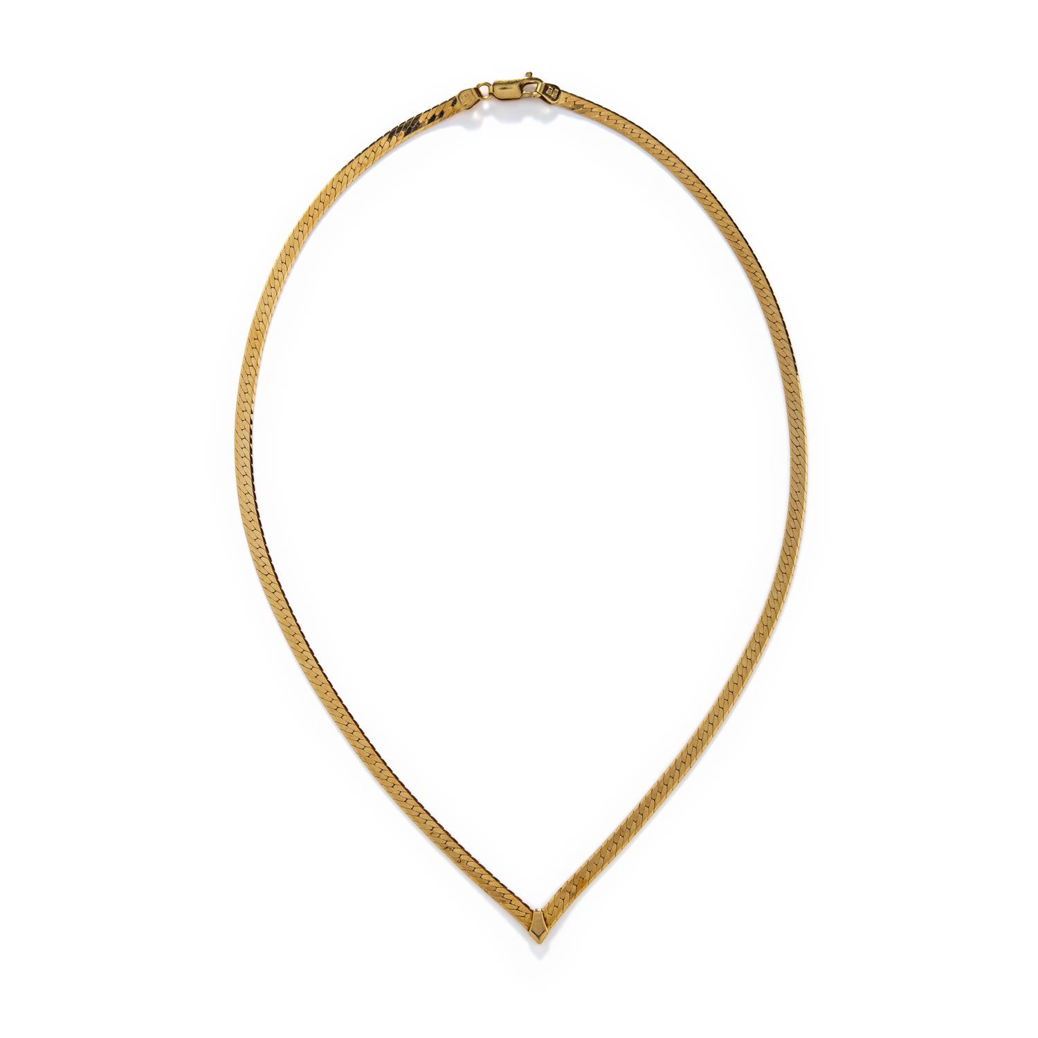 YELLOW GOLD HERRINGBONE NECKLACE