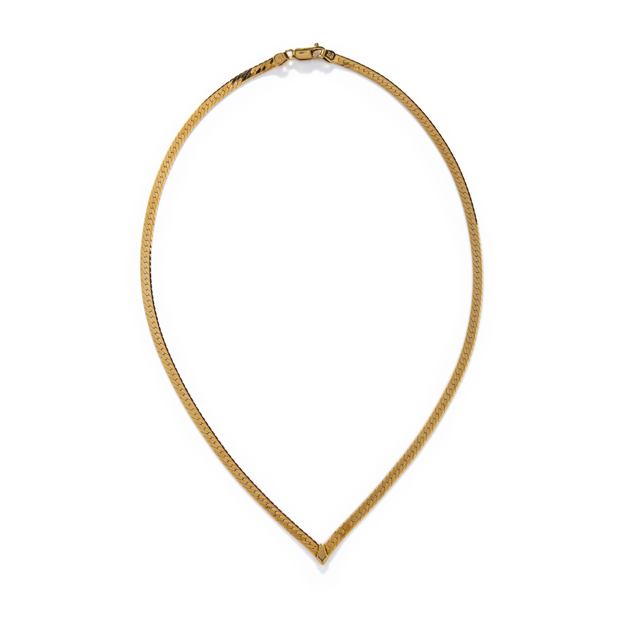 YELLOW GOLD HERRINGBONE NECKLACE