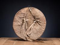 Pueblo Painted Buffalo Hide Shield