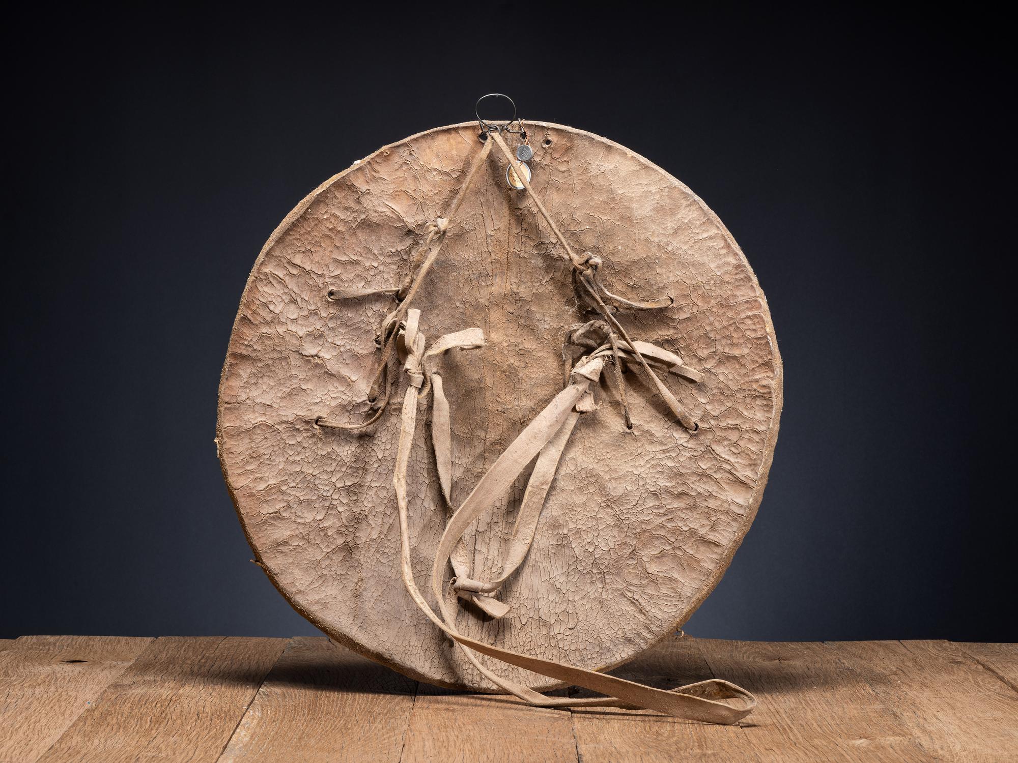 Pueblo Painted Buffalo Hide Shield