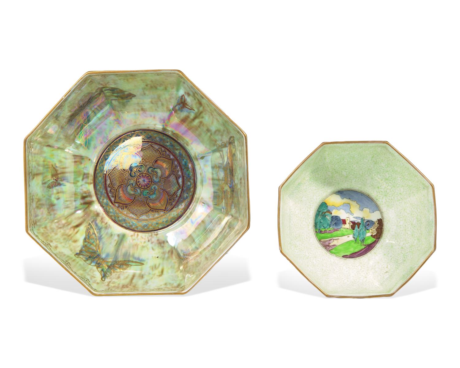Two Wedgwood Lustreware Octagonal Bowls