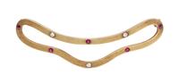 An Antique 14 Karat Yellow Gold, Ruby and Diamond Hair Barrette, Riker Brothers, 5.80 dwts.