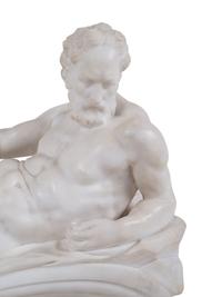 A Pair of Carved Alabaster Figures of Dusk and Dawn , After Michelangelo from The Tomb of Lorenzo de Medici
