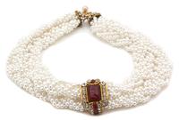 A Chanel Faux Pearl Braided Choker, 17"-18.5" x 1.75".