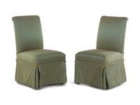 A Pair of Contemporary Scroll Back Padded Side Chairs