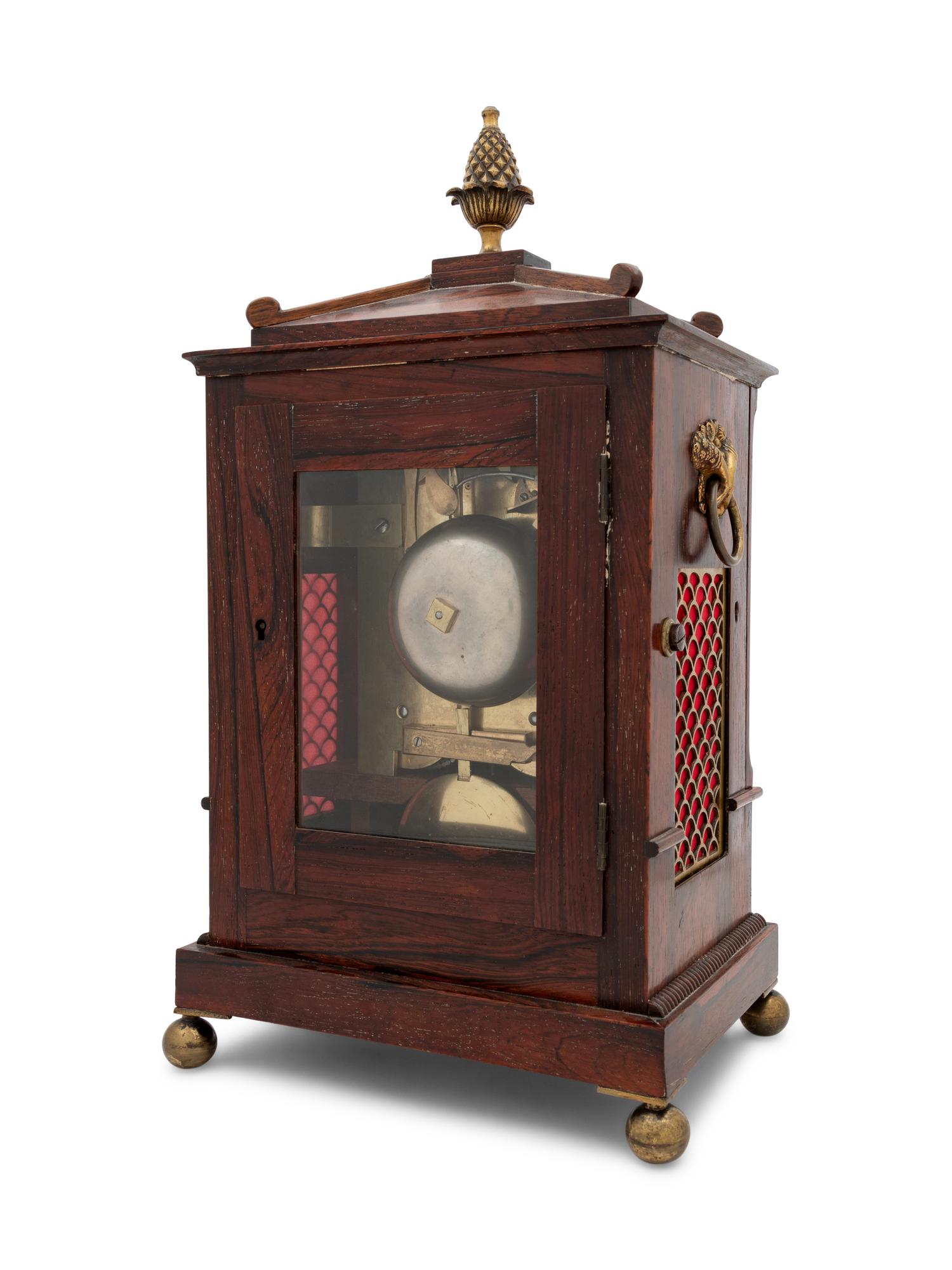 A Regency Brass Inlaid Rosewood Bracket Clock